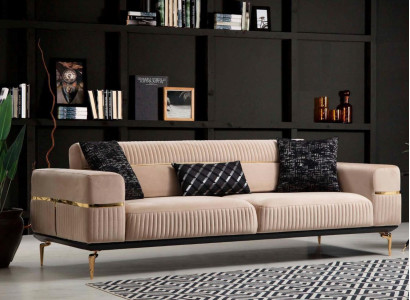 Luxus Sofa Design Dreisitzer Moderne Couch Beige Couchen Möbel Polster Loft Neu